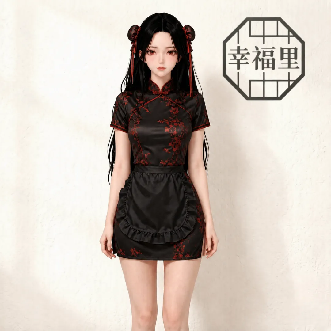 社交媒体热门款 中华小厨娘旗袍围裙